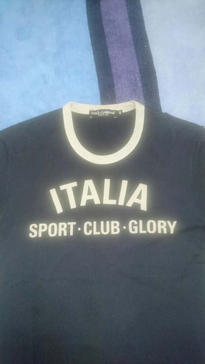 693 春夏DOLCE&GABBANA ITALIA SPORT CLUB GLORY プリント 半袖 クルーネック Tシャツドルチェ&ガッバーナ イタリア ミラノジャパン 44 _画像2