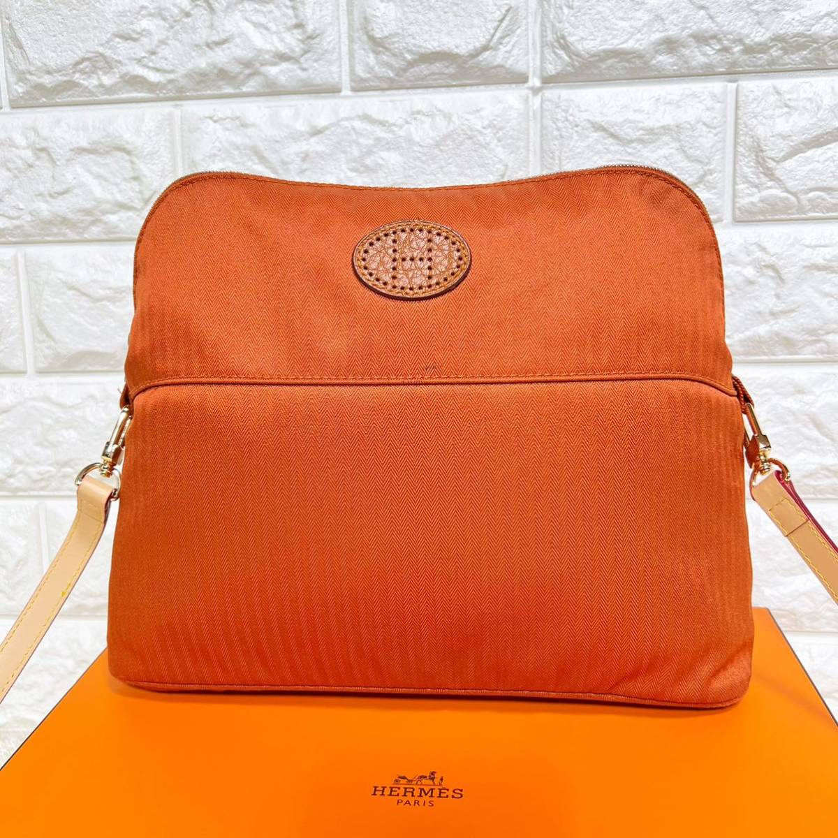 激レア HERMES エルメス ボリードGM35 トワルシェブロン 2way