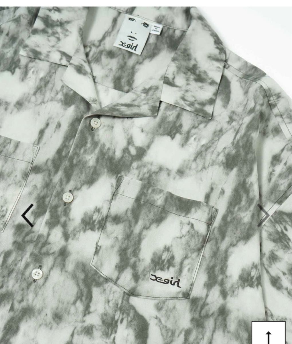 x-girlシャツMARBLE PRINT OPEN COLLAR SHIRTエックスガールシャツ