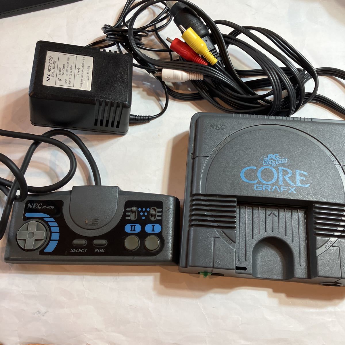 PC engine core graphics beautiful goods body, controller,AC adapter PAD-105,AV cable attaching operation verification settled 