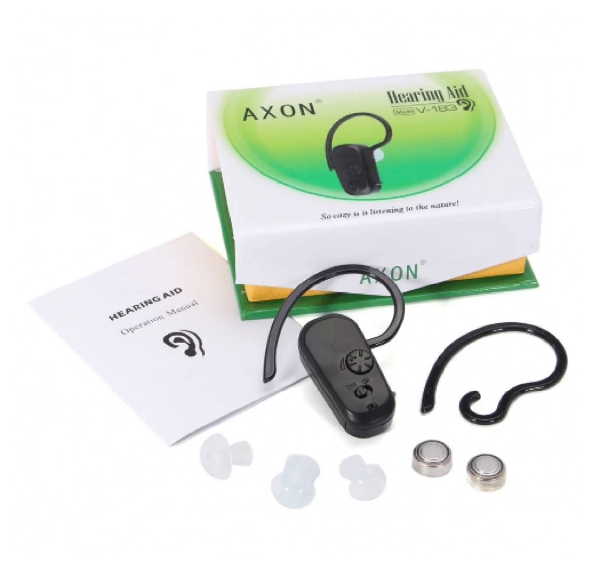 補聴器　集音器　本体　耳穴・耳掛け両用 補聴器用電池付　補聴器カバー 高音質