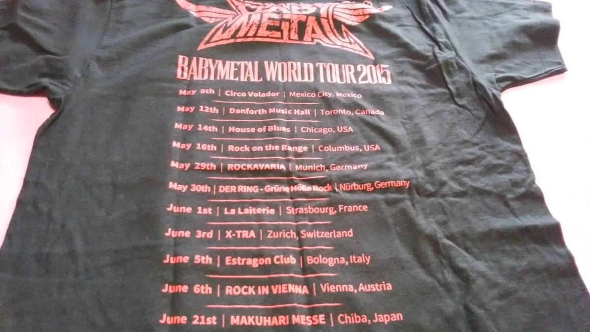  new goods unused BABYMETAL THE DARK KNIGHTS BEGIN T-shirt WORLD TOUR 2015 official thing . abroad L size tultex North America baby metal bebimeta