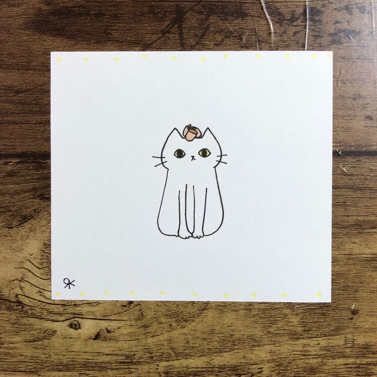 猫の絵　アナログアート自作作品　オリジナル手描きイラスト原画　一点物ハンドメイド