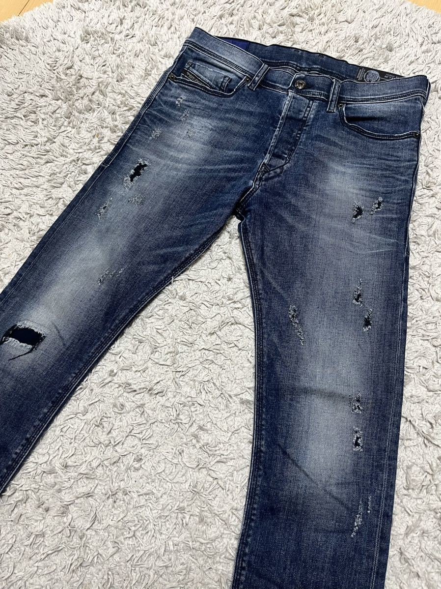 DIESEL TEPPHAR 0677K STRETCH W29 L30 ストレッチ デニム スキニー ジーンズ ダメージ加工_画像2