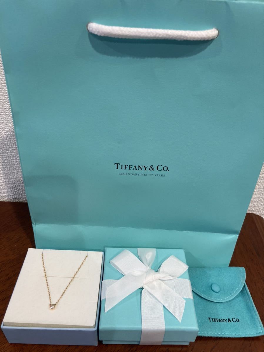 新品 正規品 ティファニー tiffany&co ネックレス　ダイヤモンド ゴールド 750 k18 箱 巾着 紙袋 リボン プレゼント　ダイアモンド　YG