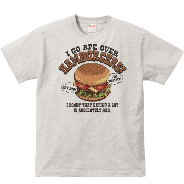 ハンバーガー大好き！/半袖Ｔシャツ/メンズM/杢・新品・メール便 送料無料_ハンバーガー／Tシャツ　