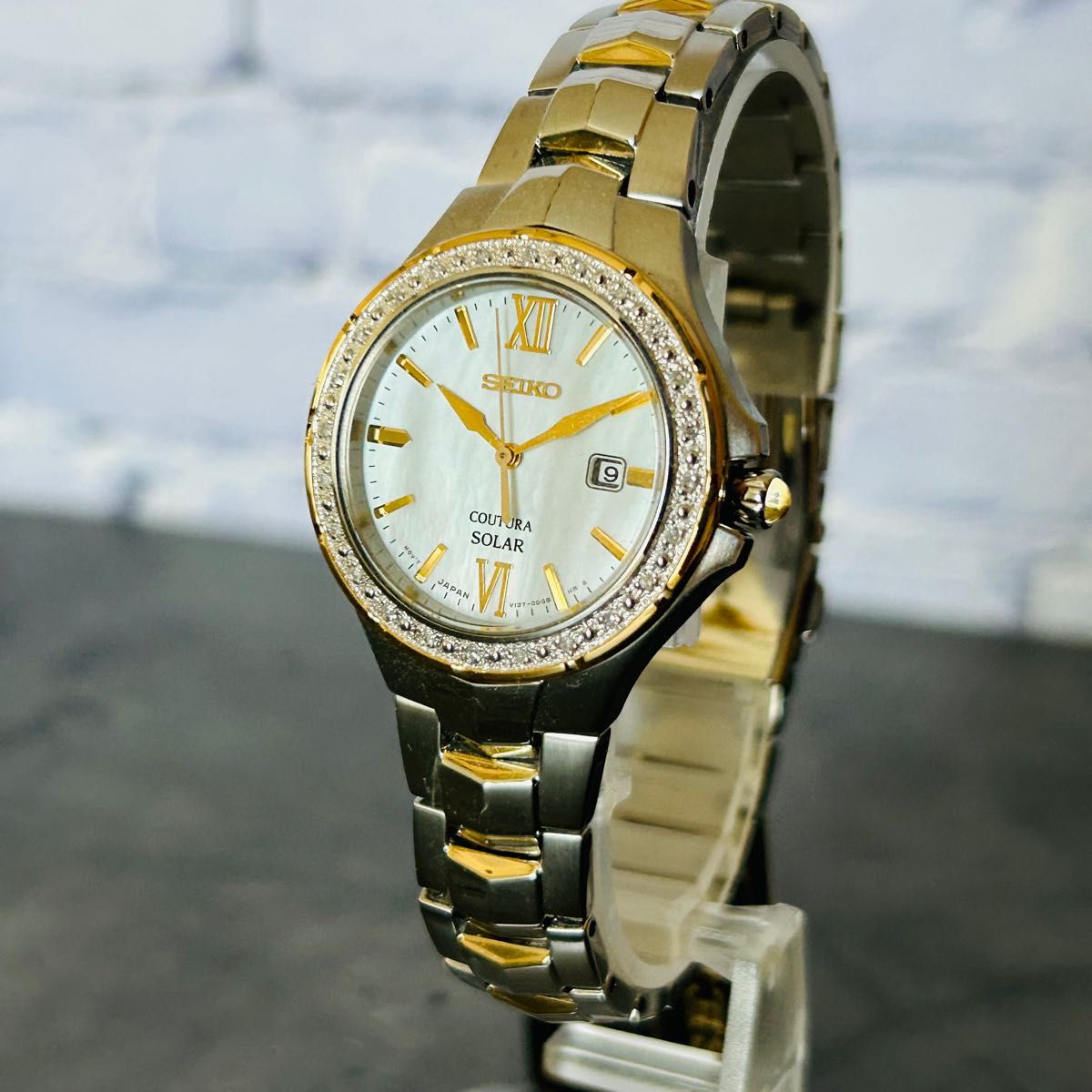 定価7.2万【新品即納】 SEIKO 上級コーチュラ★ダイヤ ソーラー セイコー COUTURA レディース腕時計 パール盤面
