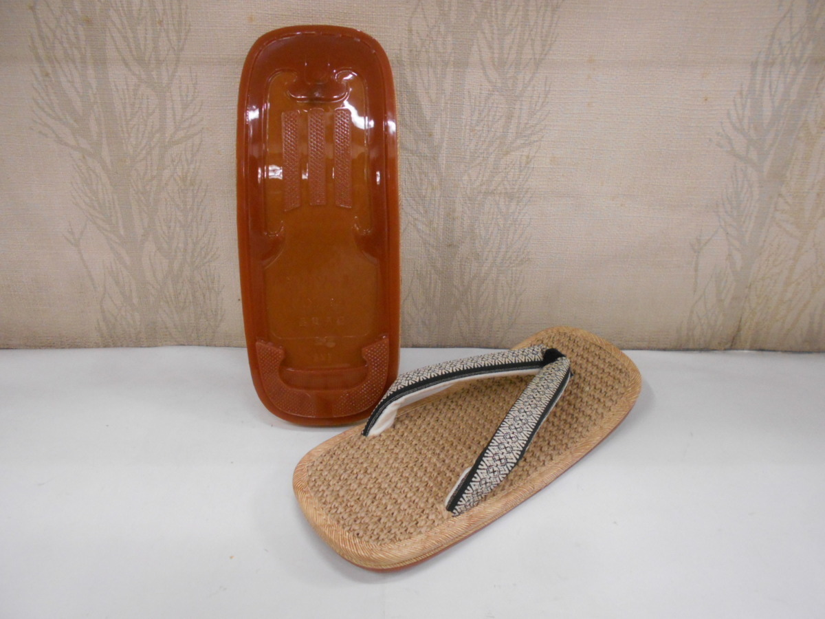  snow undergrowth flax table. sandals setta * Ame rubber bottom L size * crepe-de-chine white black pattern 