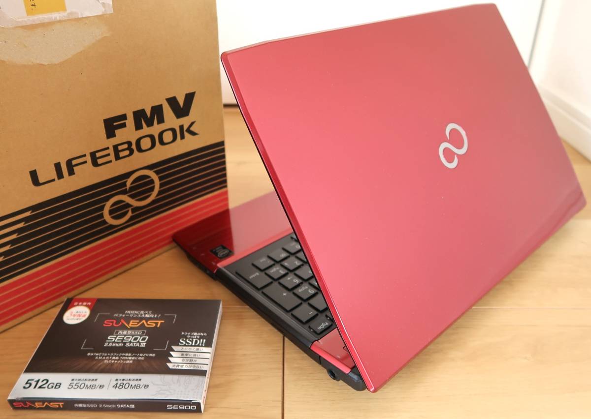 ★美品★Core i7-4702MQ/新品512GB SSD/8GBメモリ/ブルーレイドライブ/Win11★富士通LIFEBOOK AH53/R  FMVA53RR ルビーレッド★