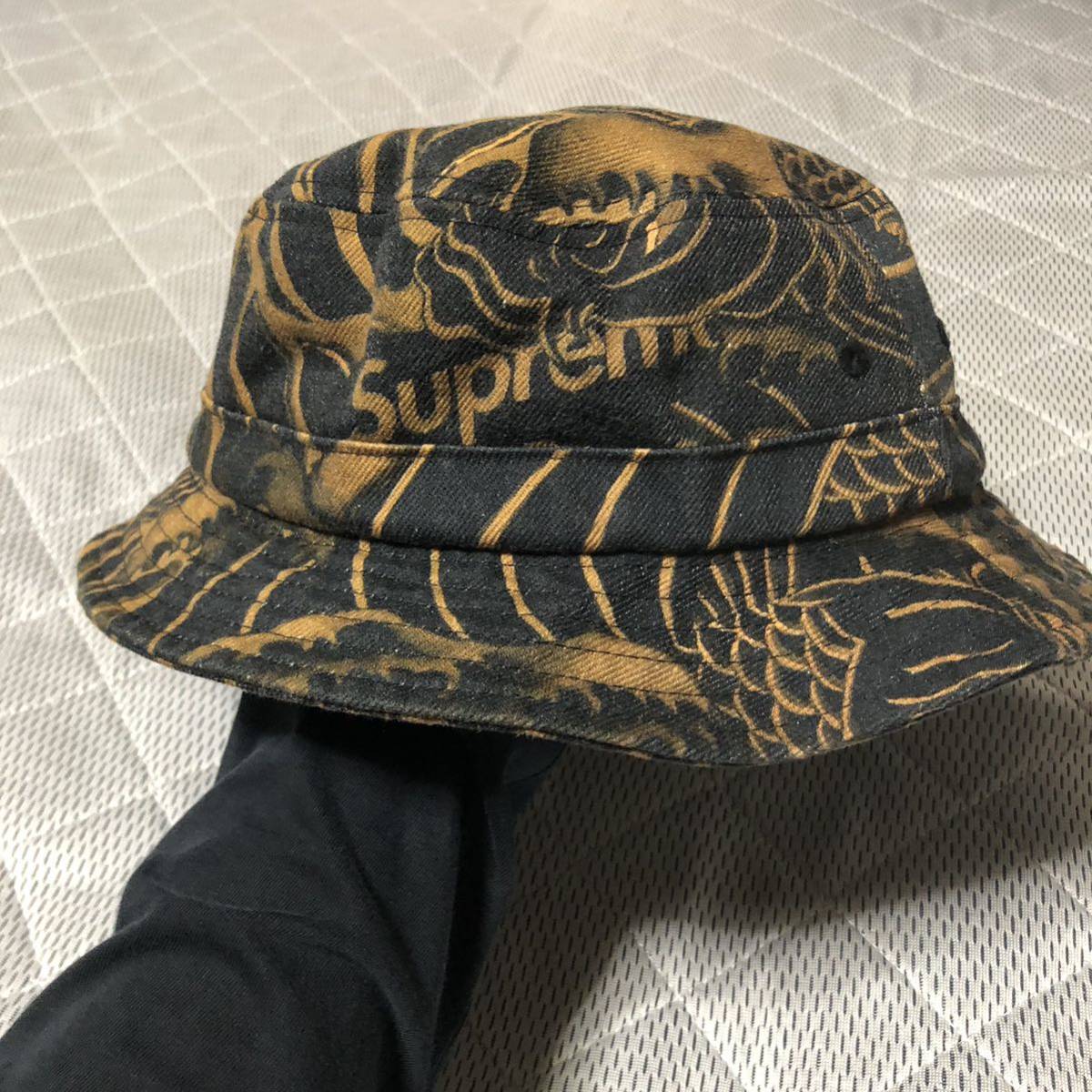 SUPREME 20ss WAVES CRUSHER HAT BLACK ☆☆☆ ハット キャップ 和柄 刺青 入れ墨 舐達磨 鯉 ブラック  tattoo タトゥー シュプリーム