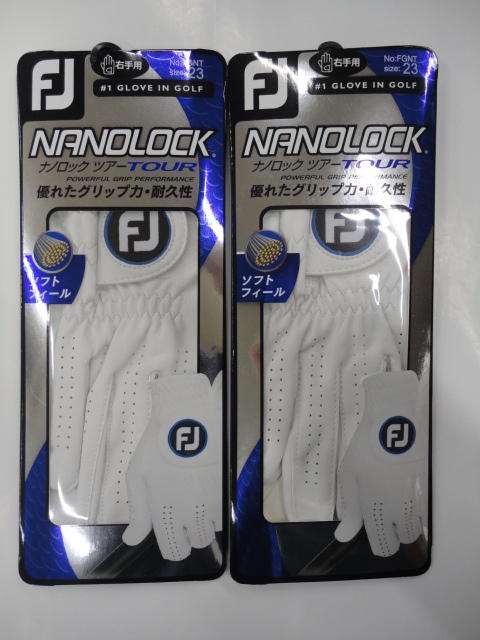 ■FJ NANOLOCK TOUR 20 フットジョイ ナノロックツアー合皮メンズ 右手グローブx2枚【WH/23cm】《優れたグリップ力・耐久性》の画像1