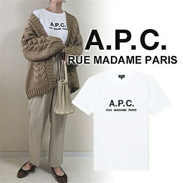 APC A.P.C. embroidery Logo A.P.C short sleeves T-shirt cotton A.P.C. Logo print entering white brand new goods unused L size man and woman use 