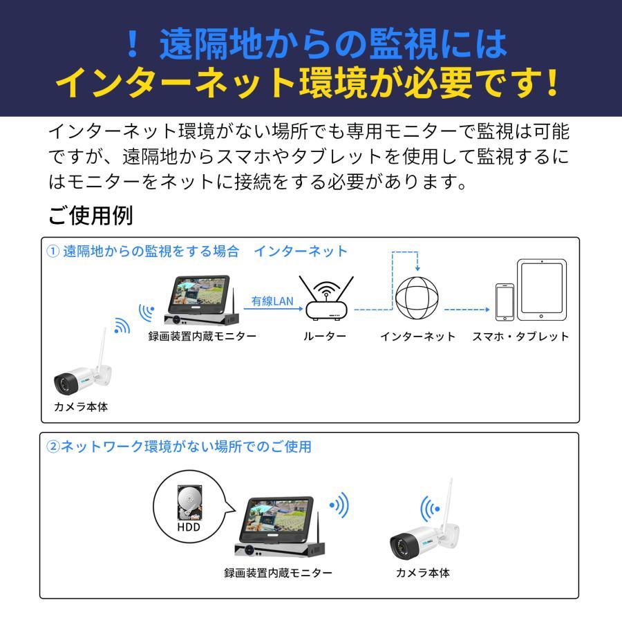 防犯カメラ 屋外 セット 家庭用 1TB ワイヤレス wifi カメラ2台 10.1インチ モニター付き 無線 双方向音声 夜間カラー撮影 スマホ遠隔監視_画像4