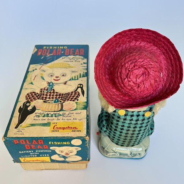美品の完動品!! 】1950年代 アルプス商事 『 北極熊の魚釣り 美品の完動品!! 】1950年代 アルプス商事 『 北極熊の魚釣り