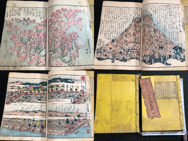 1883富士山細見 祇園祭 古地図 武具 武鑑 古銭ほか多数 絵入 全2冊揃■大日本永代節用無尽蔵■江戸時代物 彩色木版画 和本浮世絵古書古文書_画像1