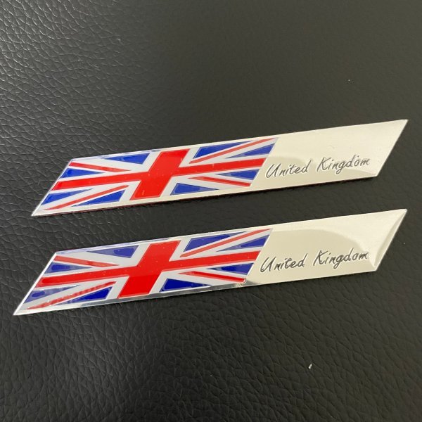 汎用　イギリス 国旗 United Kingdom エンブレム ステッカー 細長 ソフトアルミ製 2枚_画像1