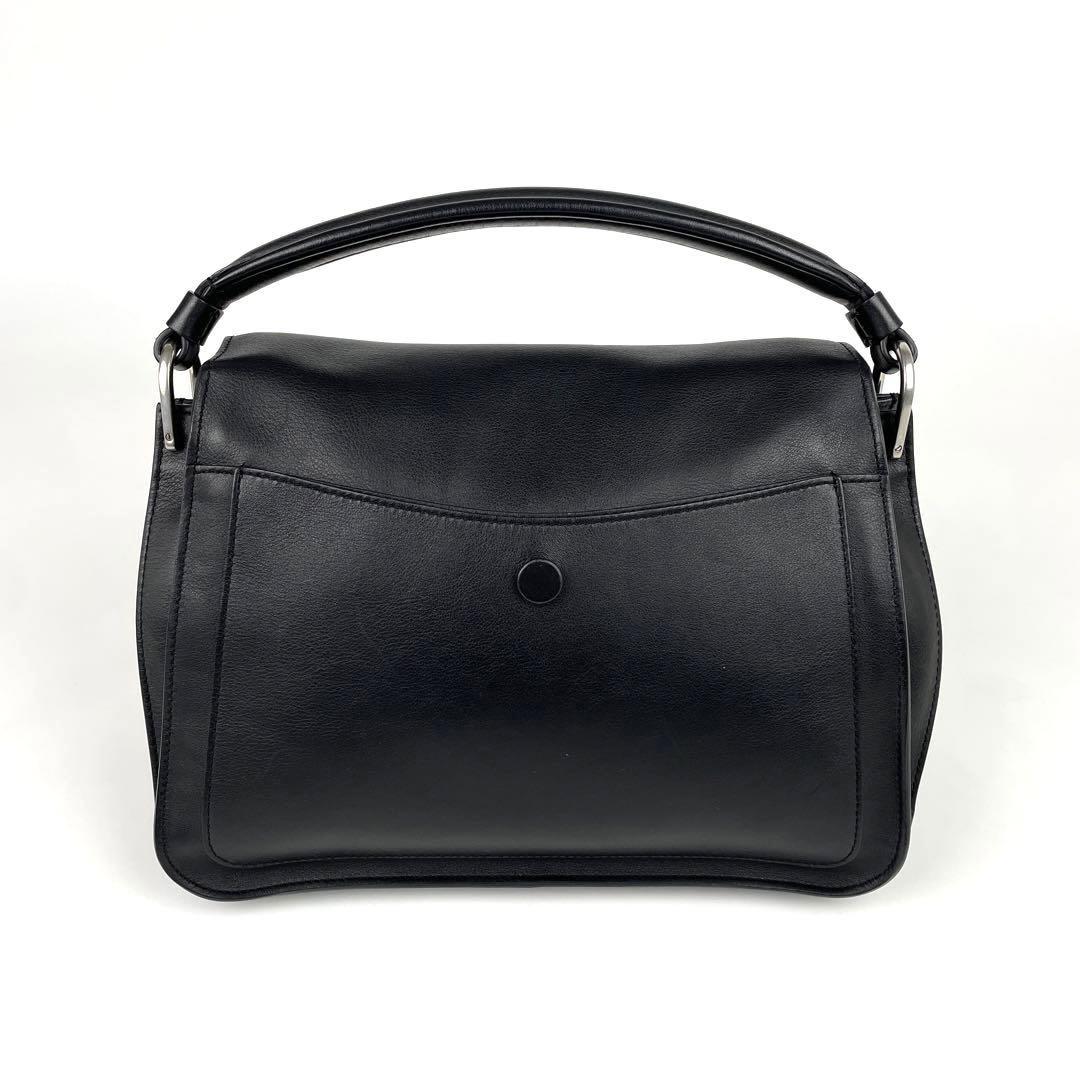 極美品■TOD'S トッズ ダブルT チェーン ショルダーバッグ 2way ハンドバッグ カーフレザー ブラック シルバー金具 クロスボディ 本革 黒