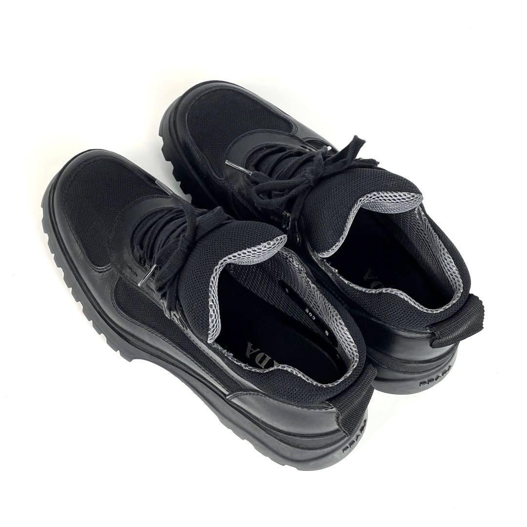 美品 PRADA プラダ レザー スニーカー ビブラム別注ソール 厚底 美品 PRADA プラダ レザー スニーカー ビブラム別注ソール 厚底