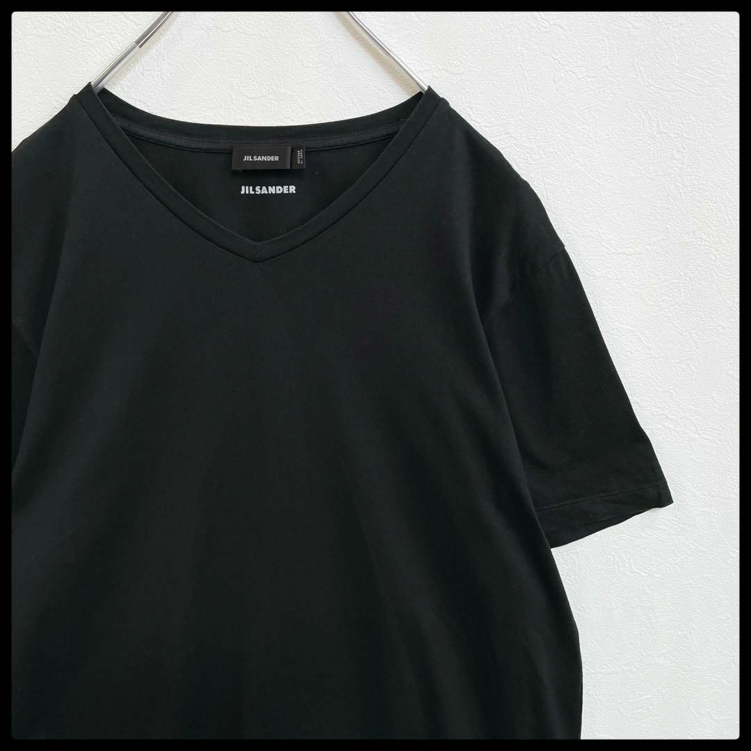 ジルサンダー　ギリシャ製　Vネック　無地　シンプル　半袖カットソー　Tシャツ　ブラック　Mサイズ　JIL SANDER_画像1