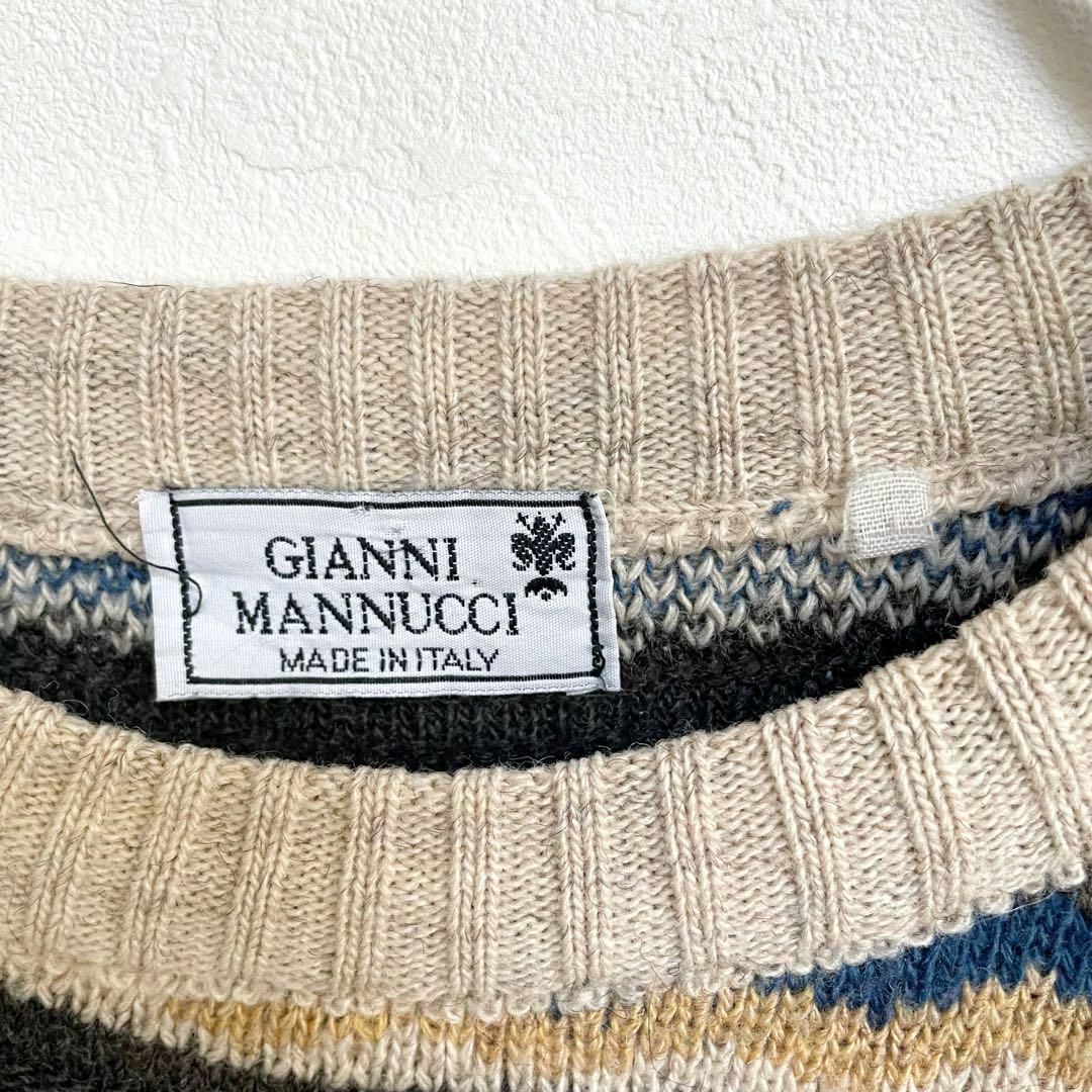 GIANNI MANNUCCI おしゃれヴィンテージ 総柄 ビッグサイズ ニット セーター プルオーバー レトロ 大きめサイズ ユニセックス