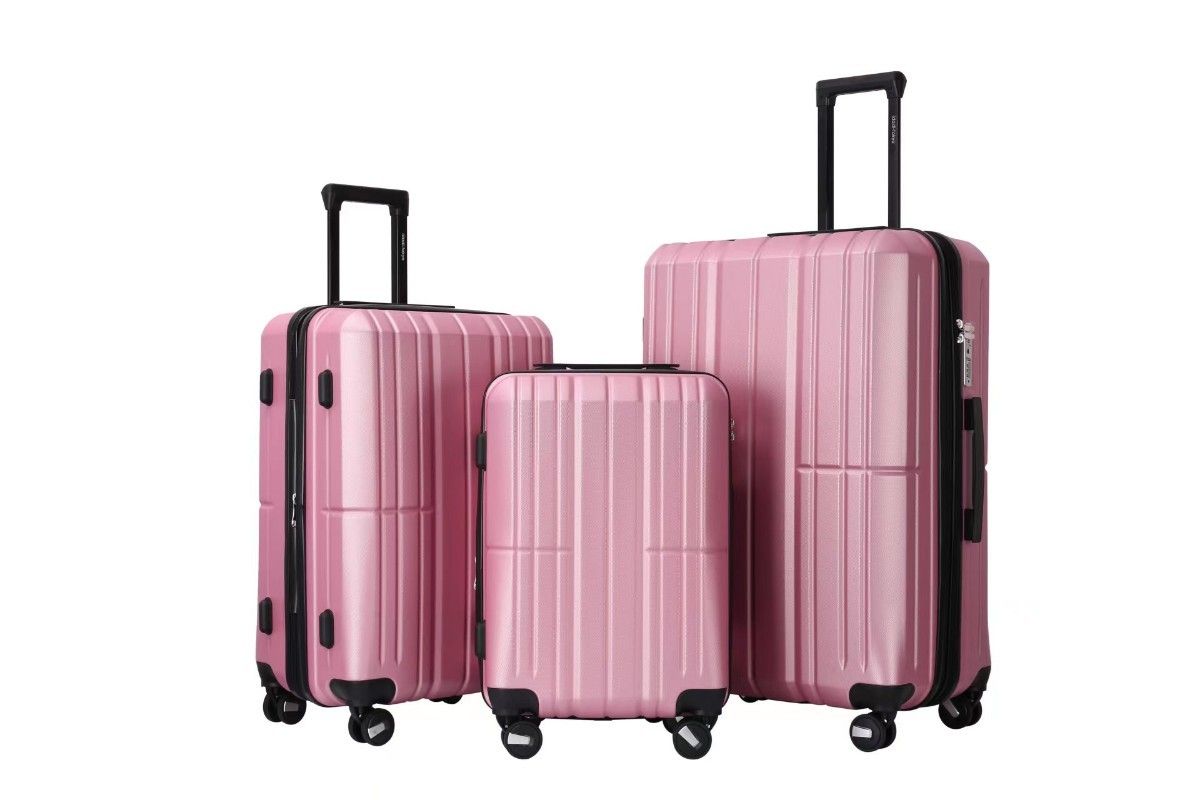 キャリーケース ピンク Mサイズ 拡張機能 軽量 静音 TSAロック 桃色 ハード スーツケース
