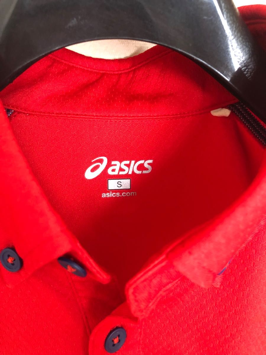 【ASICS】アシックス 半袖機能ポロシャツ A77 ボタンダウン　メンズ　レッド