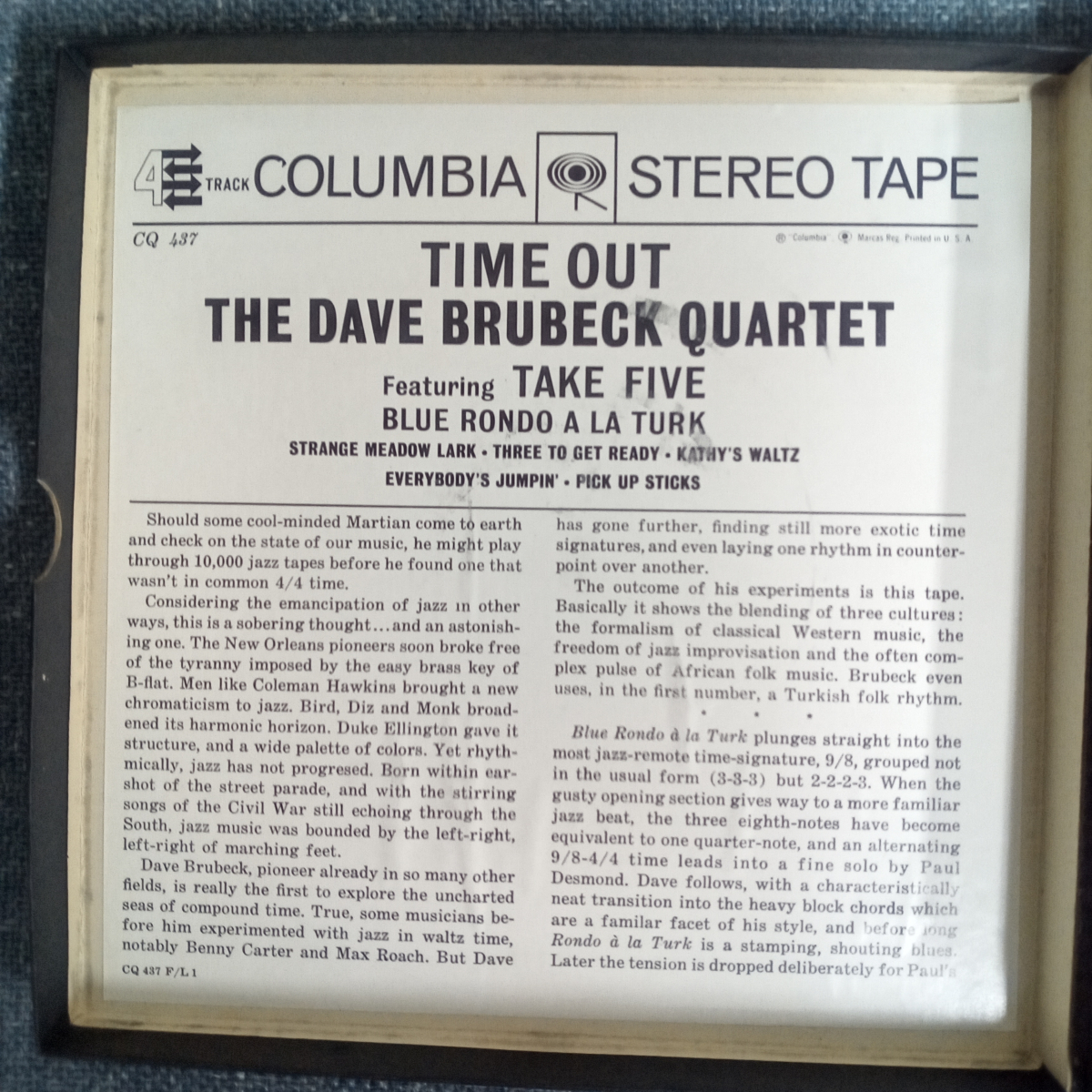  JAZZオープンリールテープ　TIME OUT / THE DAVE BRUBECK QUARTET_画像4
