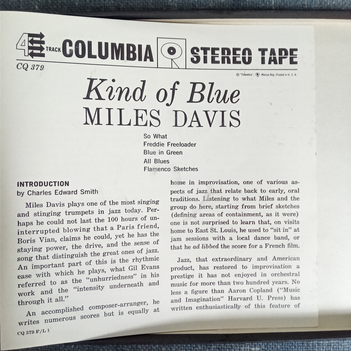  JAZZ オープンリールテープ　MILES DAVIS ・ Kind of Blue_画像4