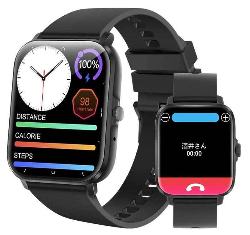 スマートウォッチ smart watch Bluetooth5.0 通話可能 1.9インチ大画面 腕時計 歩数計 IP68防水 活動量計メッセージ通知 天気予報 Vialove
