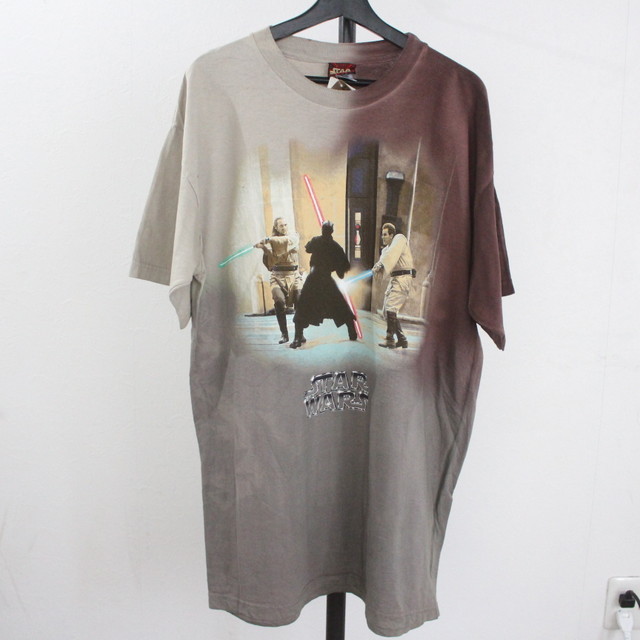 f748 2000年代製 STARWARSプリントTシャツ□00s 表記Lサイズ ブラウン