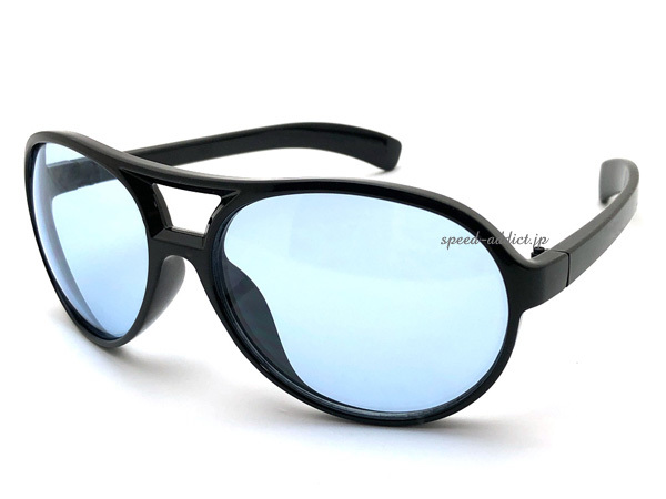 セルフレーム SEMI AUTO TEARDROP SUNGLASS BLACK × LIGHT BLUE/セミオートティアドロップサングラスナスオートブラック黒縁ライトブルー_画像1