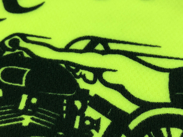 ドライ（吸水速乾） スピードアディクト T-shirt 蛍光イエロー L/黄色ドライアスレチックポリエステルドネオンカラーラッグレースnascar90s_画像8