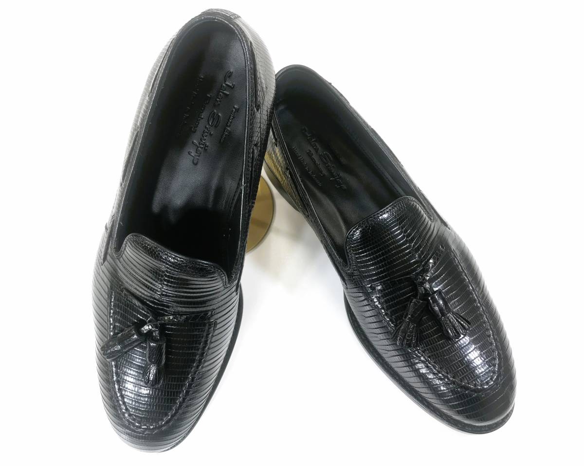 * unused * JALAN SRIWIJAYAja Ran abrasion wayaja Ran abrasion waya tassel Loafer 98811 EDWARD Lizard leather black UK6.5 25cm