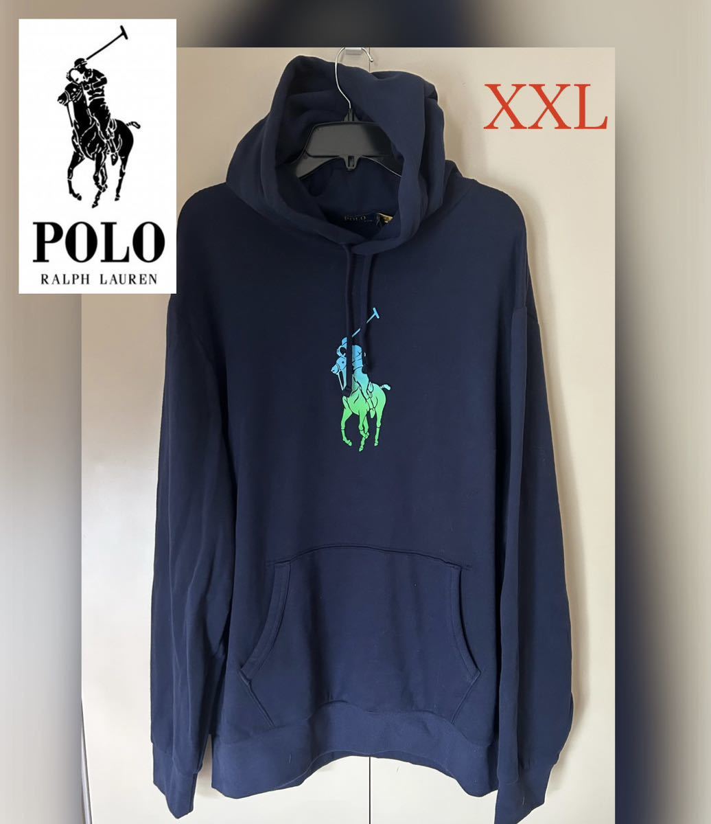 【送料無料】新品 Polo Ralph Lauren ポロ ラルフローレン★メンズ パーカー ビッグポニー フーディ XXL【3L～４L位】紺 プルオーバー_画像1