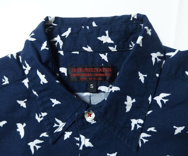 Engineered Garments Intermediates エンジニアードガーメンツ Red buttonhole Shirt Bird バード シャツ S 紺_画像3