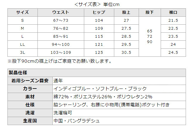 40625-③ CLUB LAMER M(76-80cm) 股下65cm 脇シャーリングストレッチデニムパンツ ブラック クラブラメール【0253】_画像10