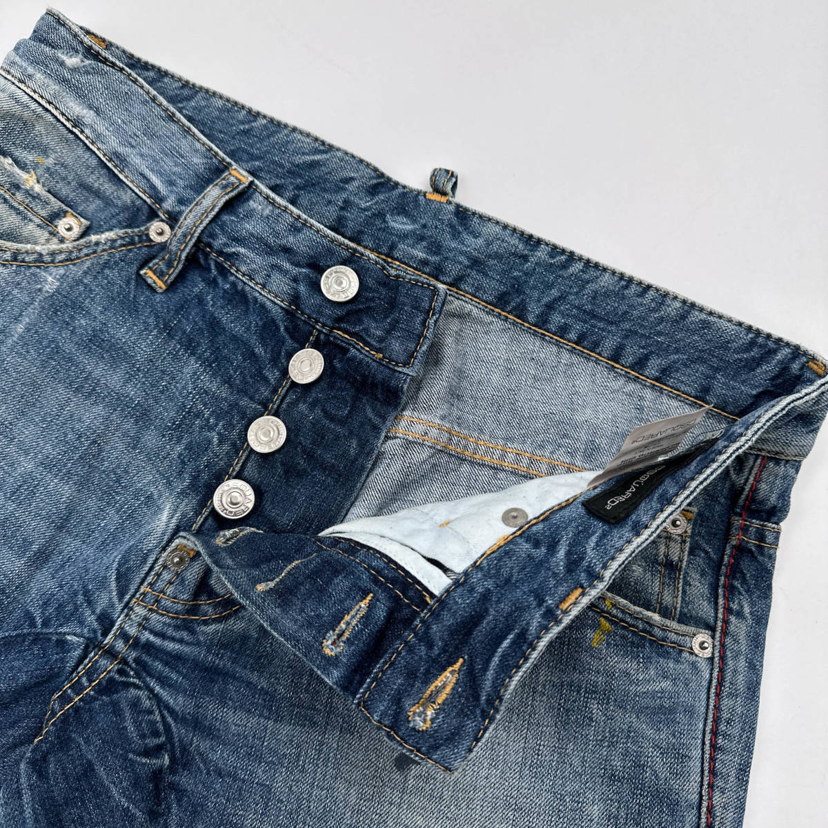  Италия производства [DSQUARED2] Dsquared авария ремонт Denim брюки джинсы 44 / повреждение лоскутное шитье / кнопка fly / стандартный товар 