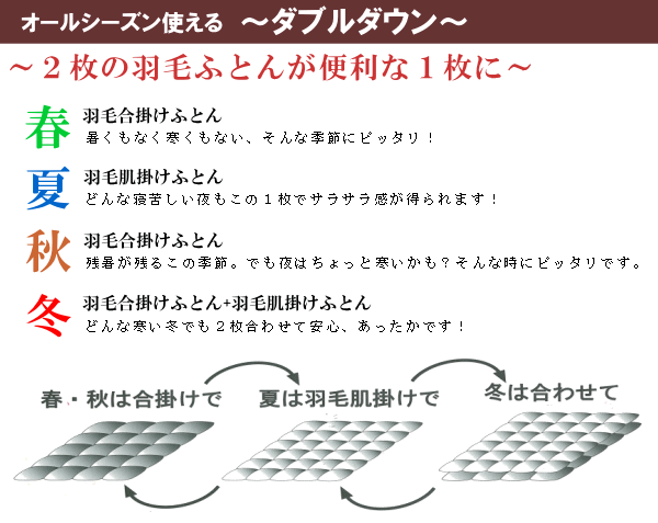 羽毛布団 セミダブル 2枚合わせ 日本製 2枚合せ 羽毛 ポーランド産ホワイトマザーグースダウン 429dp ロイヤルゴールドラベル 超長綿_画像4