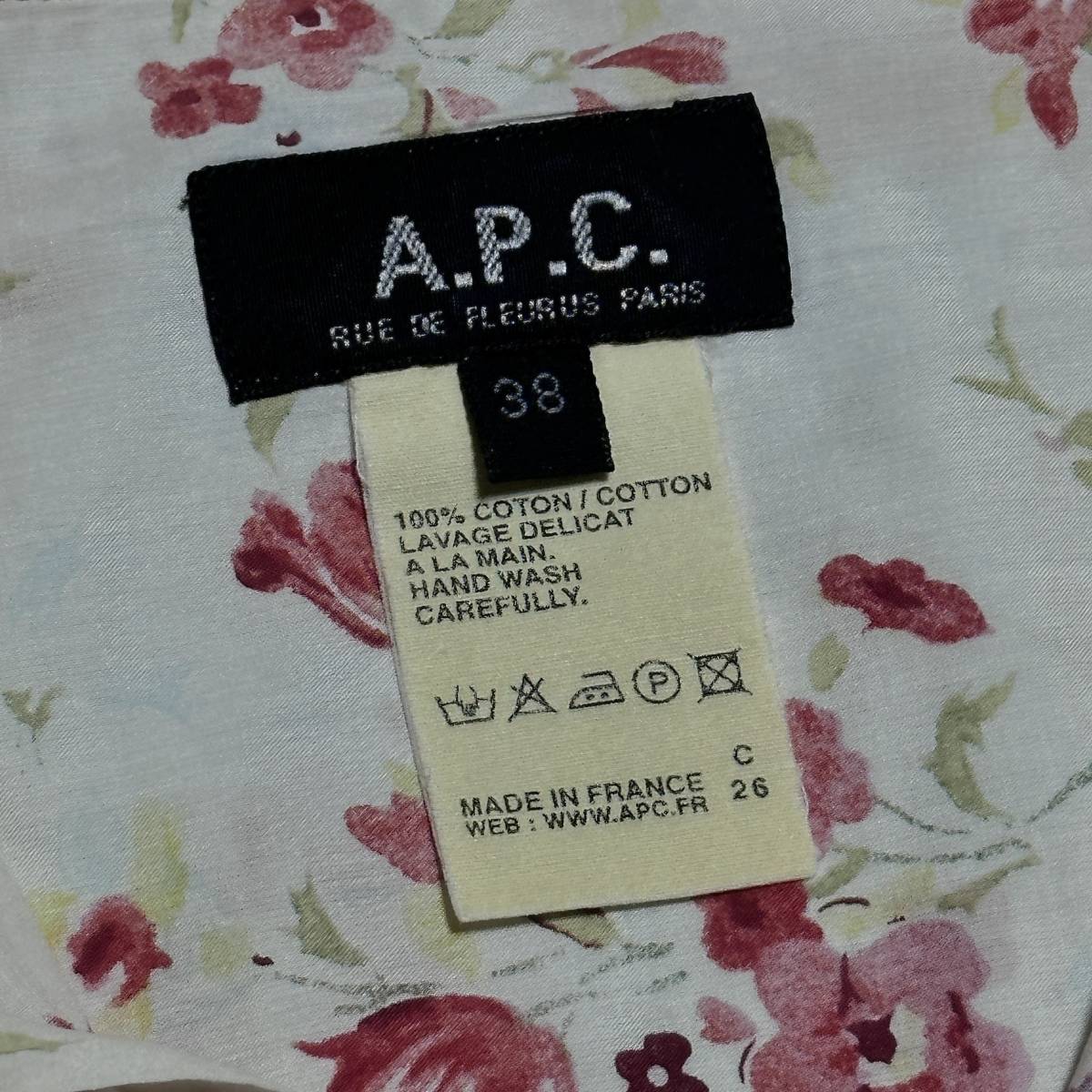 A.P.C.[ France made ]38* lady's * short sleeves shirt T-shirt floral print APC A.P.C. OLD Vintage type a-*pe-*se-