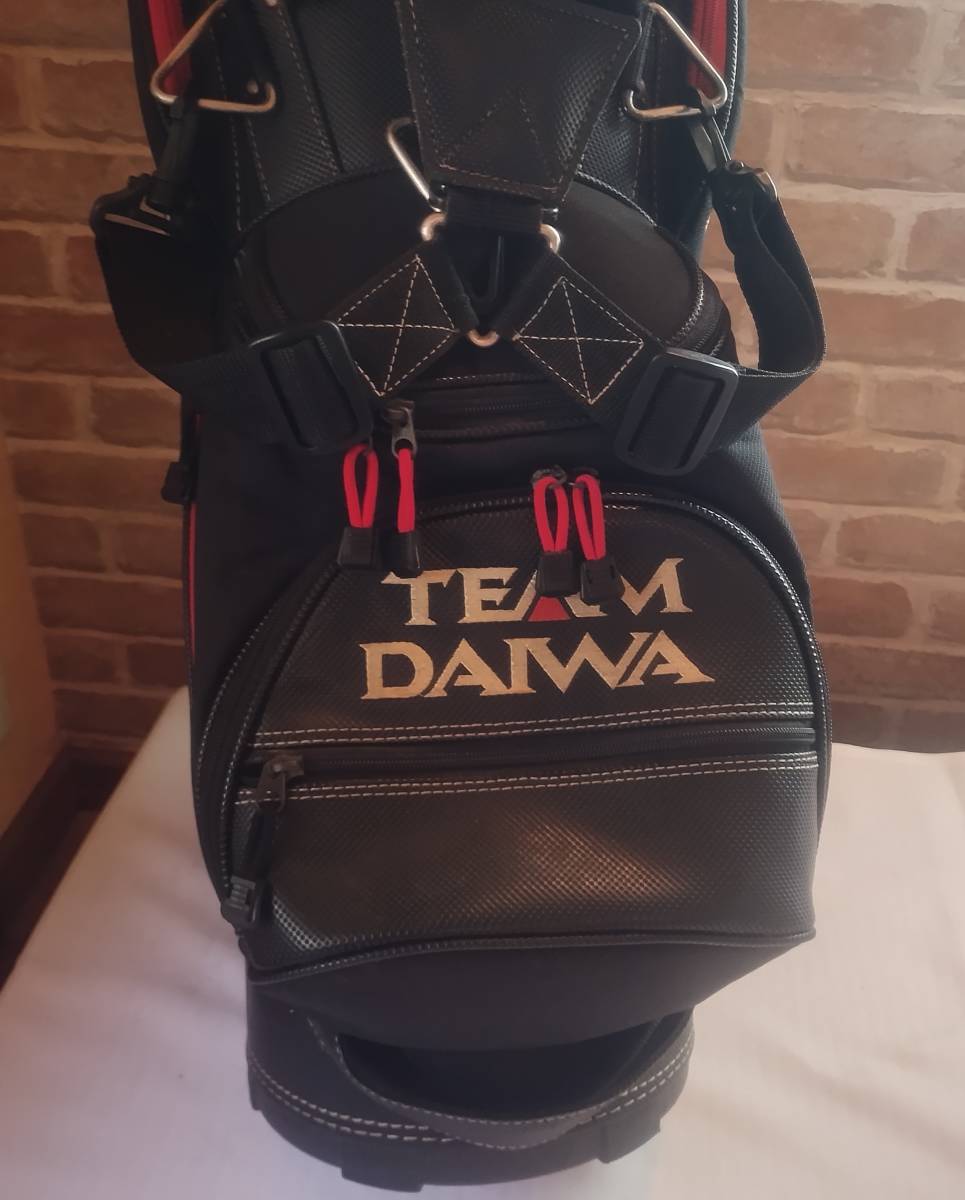 チームダイワ（現、オノフ）TEAM DAIWA　キャディバッグ　やや光沢ブラック　３点式（４点式ショルダーベルト）１０ポケット_画像5