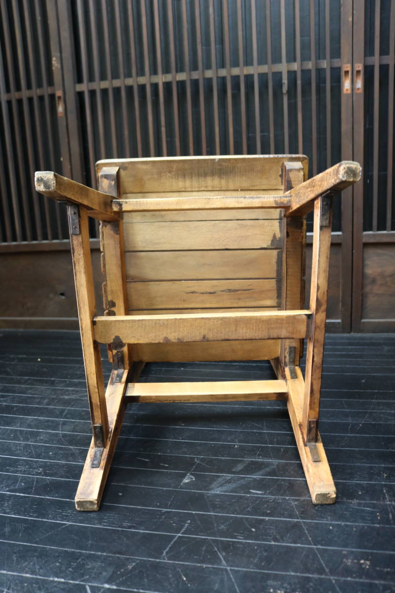 A158. antique! Showa Retro! tree. ... texture (fabric) . using included ... taste . is good feeling. school chair .. tree chair stool # old tool # old ..# school chair 
