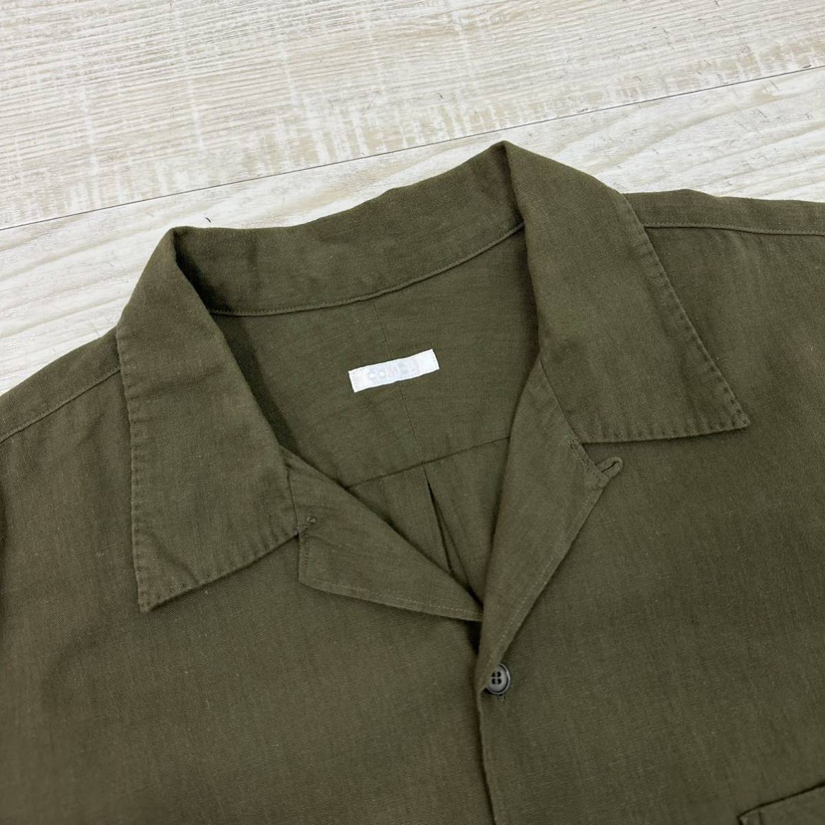 21ss 2021 COMOLI コモリ ベタシャン オープンカラー シャツ SHIRT T01-02012 オリーブ 系 希少 サイズ 4_画像4