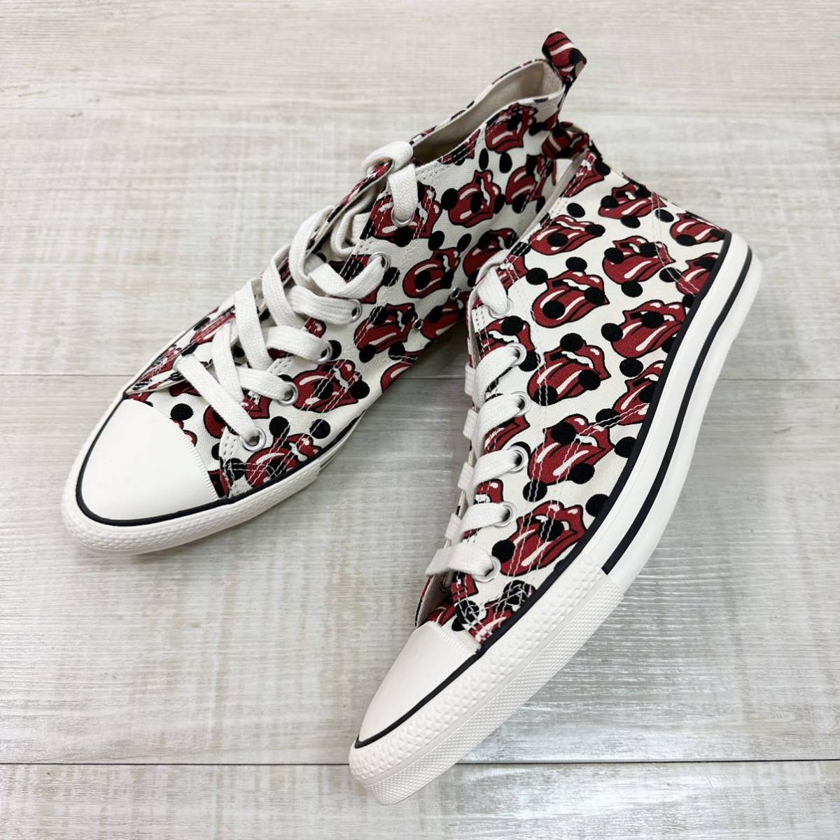 06ss 2006 デッドストック COMME des GARCONS HOMME PLUS × The Rolling Stones ギャルソン ローリングストーンズ 総柄 スニーカー 26cm_画像1