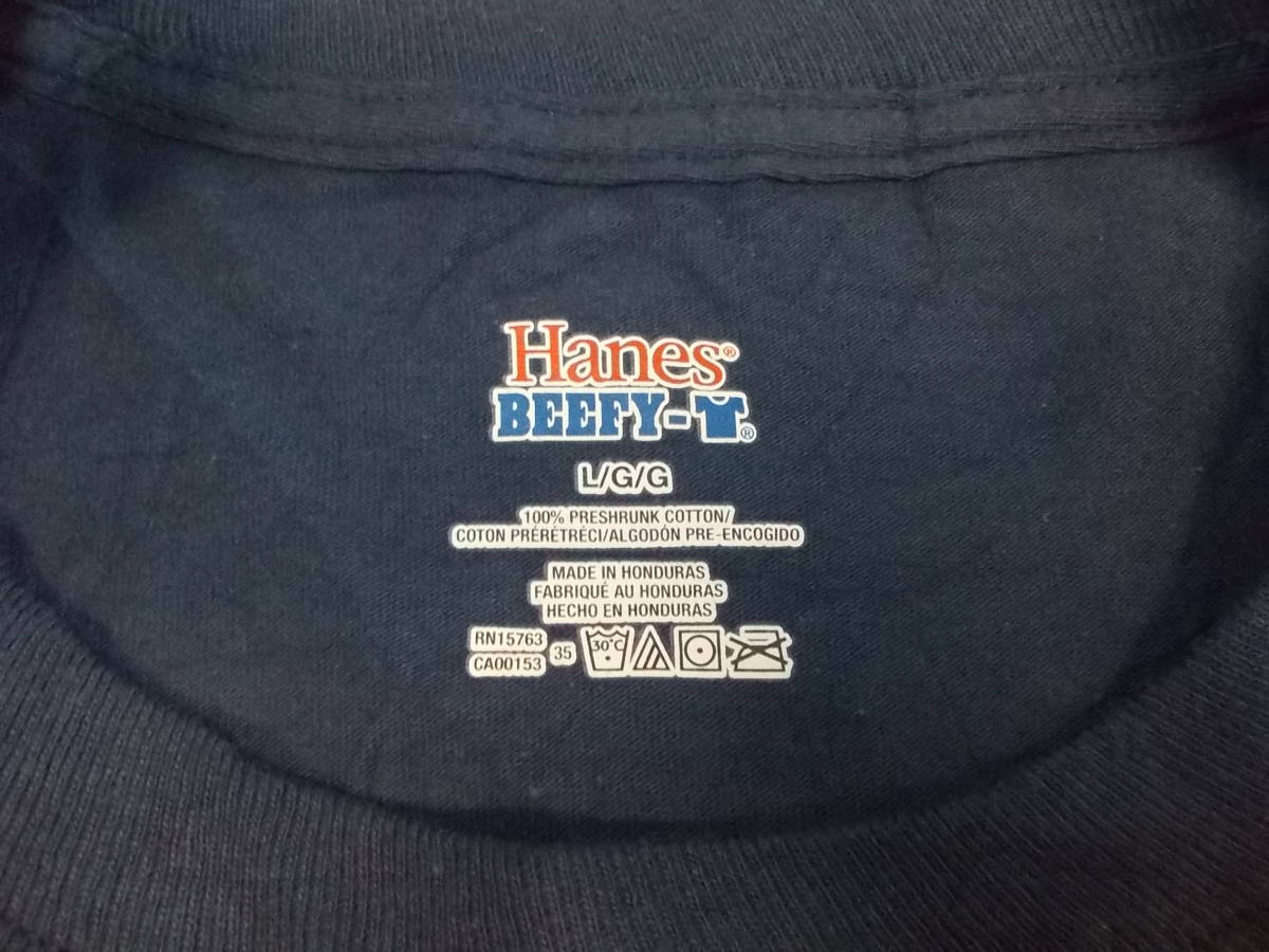 T95◆Hanes BEEFY IAFF Tシャツ◆サイズL ネイビー色 ヘインズ製 国際消防協会 半袖Tシャツ 海外古着 US古着 ネコポス送料385円発送 5H_画像4