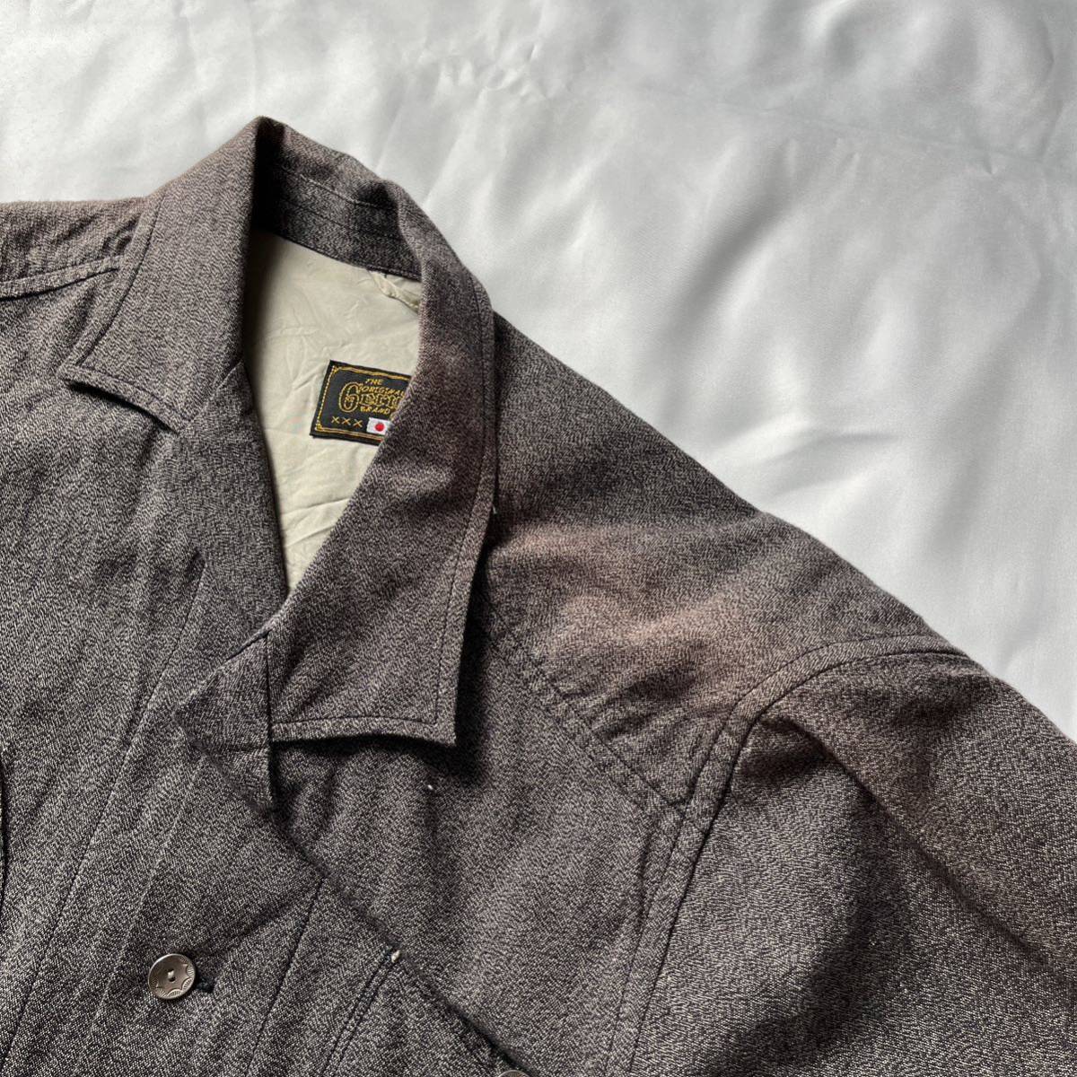 GERUGA ゲルガ CRESCENT CUT SHIRT クレセントカットシャツ オープンカラー セルビッチシャンブレー 半袖シャツ 背面チェーン刺繍 サイズ2_画像7