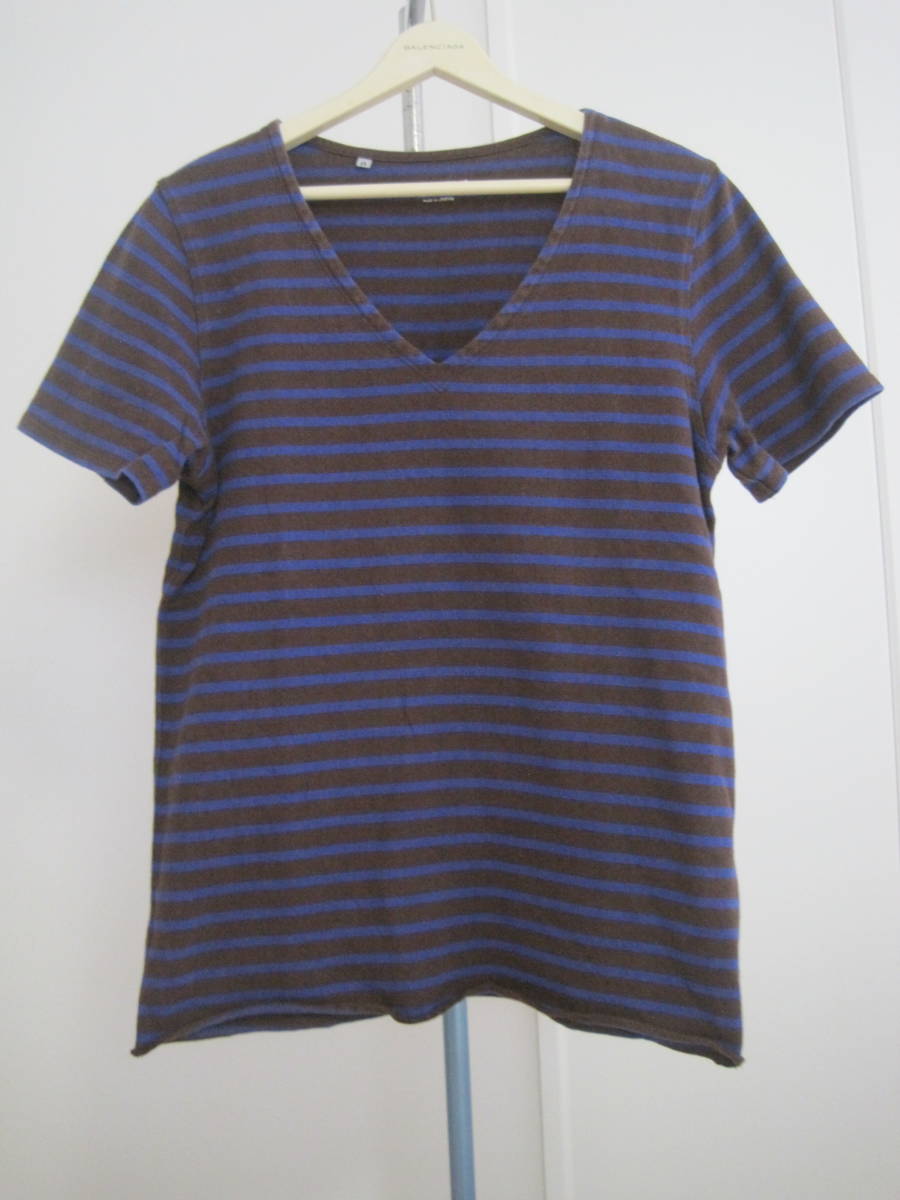 nonnative ノンネイティブ　ボーダーVネックTシャツ　０_画像1