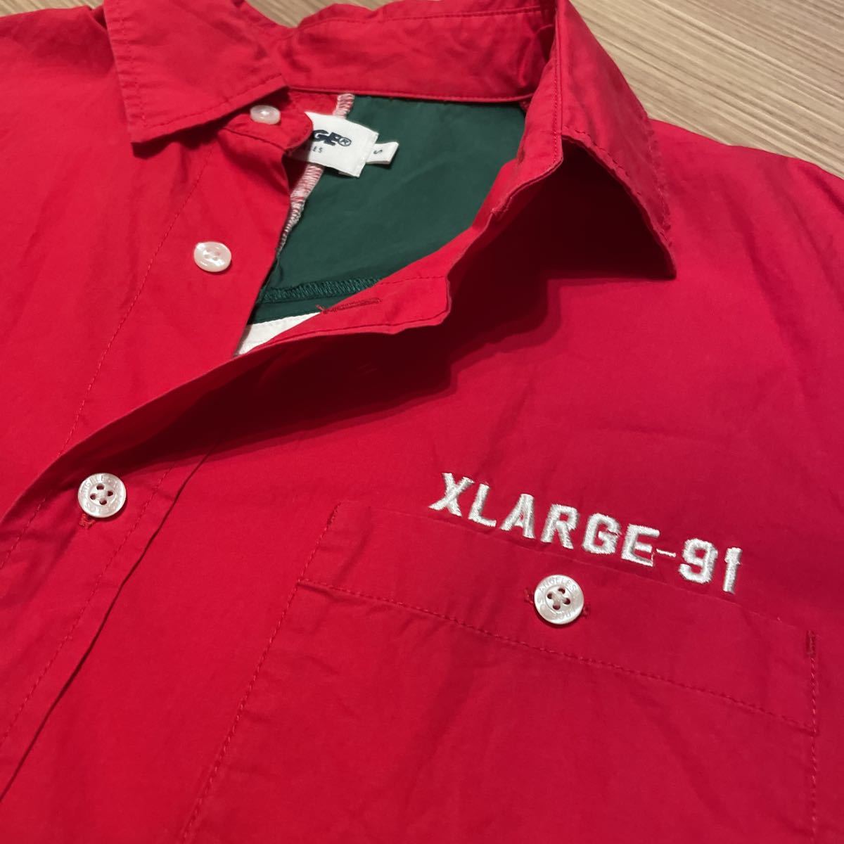 【美品】Sサイズ XLARGE 91ミリタリーシャツ 半袖シャツ レッドカラー エクストララージ_画像4