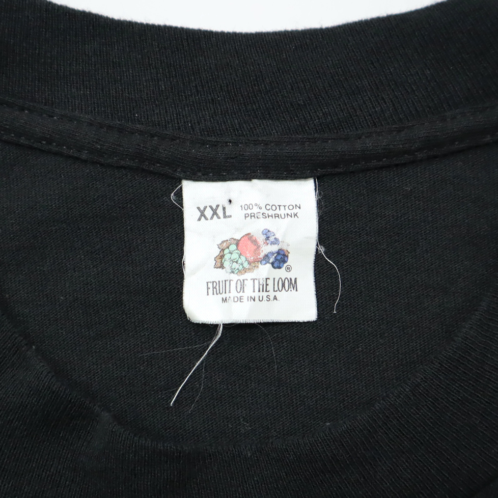 希少サイズ XXL 80s ビンテージ FRUIT OF THE LOOM フルーツオブザルーム ポケット Tシャツ ポケT 無地 黒 ブラック USA製 コットン 古着の画像3