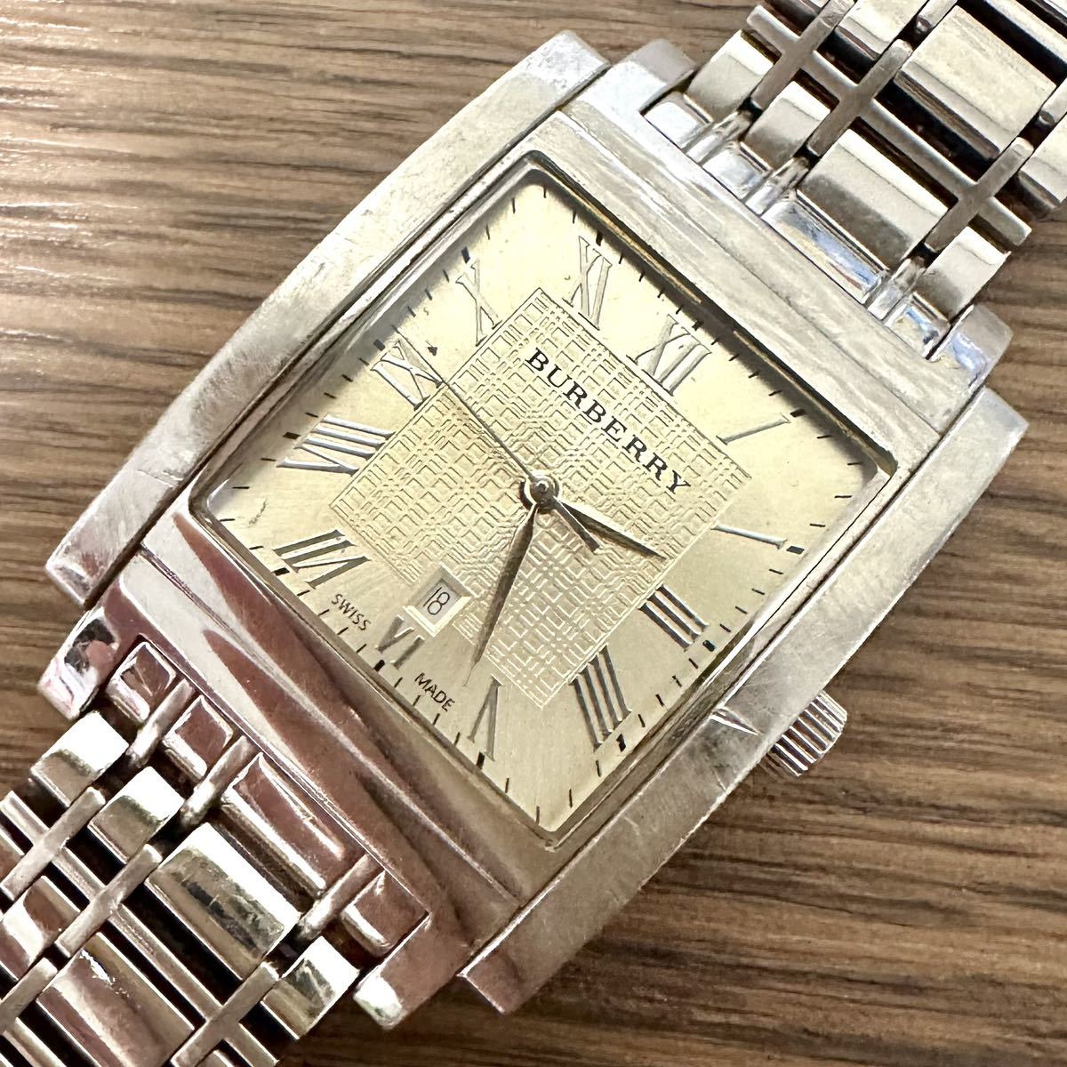 1円〜】BURBERRY バーバリー 腕時計 BU1550 スクエアメンズ シルバー
