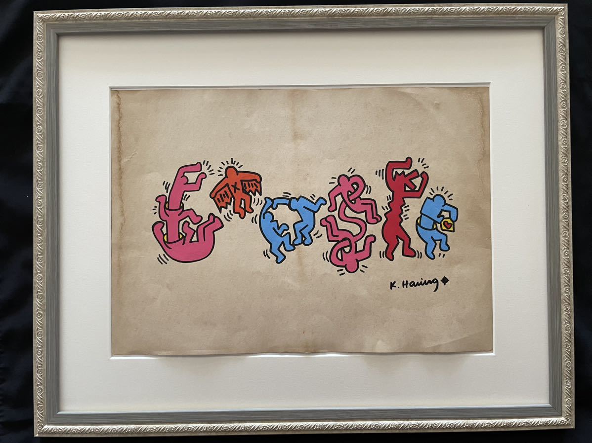 貴重肉筆!! キース・ヘリング Keith Haring 「無題 」紙にアクリル油彩